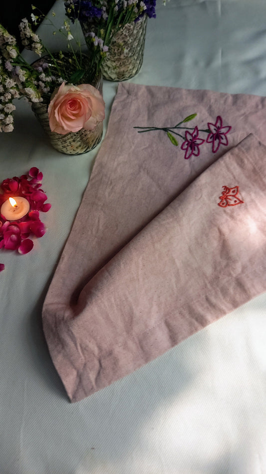 Blossoming Flower-Set of 6 Hand Embroidered Table Mats