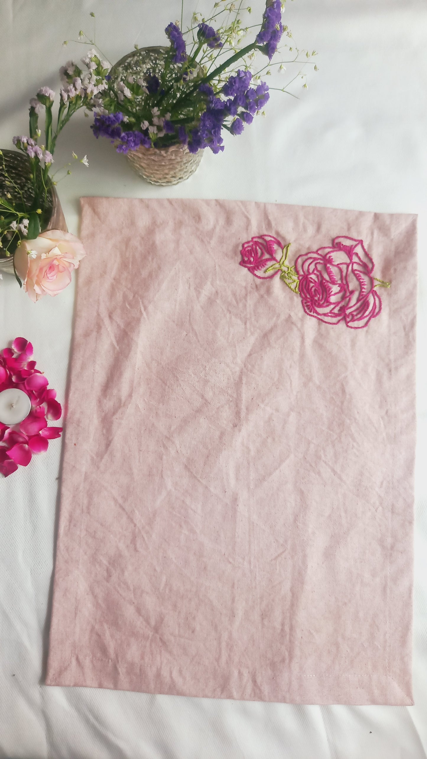 Rose-Hand Embroidered Table Mats