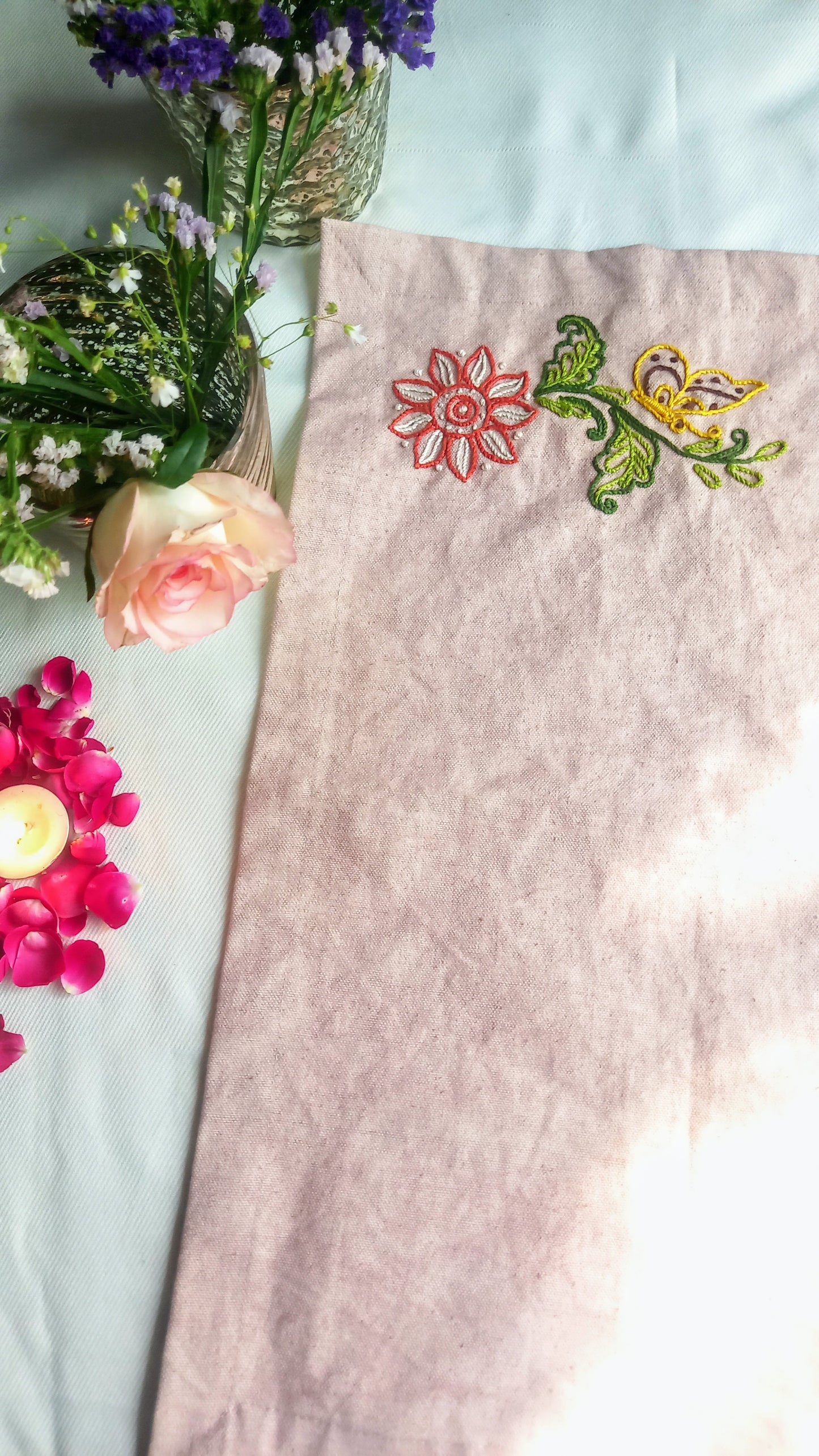 Flower Butterfly-Hand Embroidered Table Mat