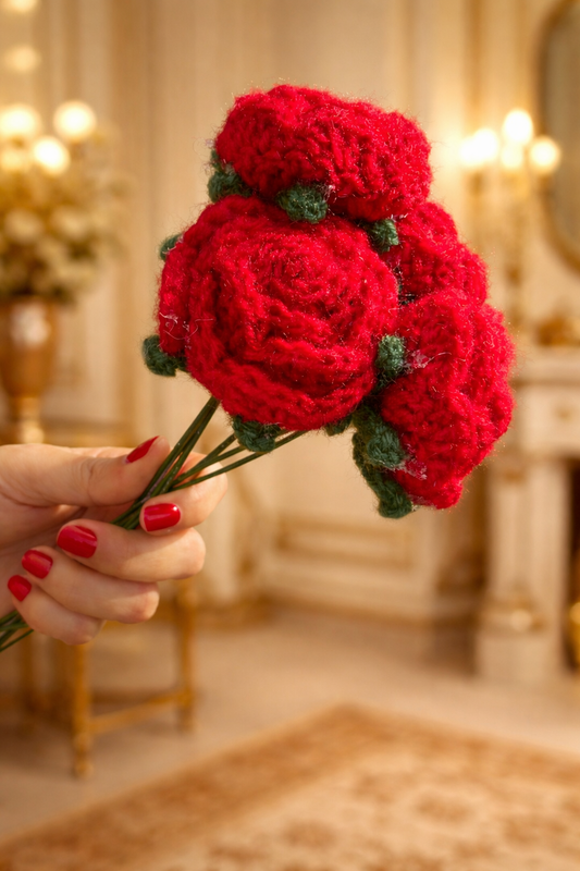 Handmade Crochet Rose Bouquet – Timeless Floral Art gift
