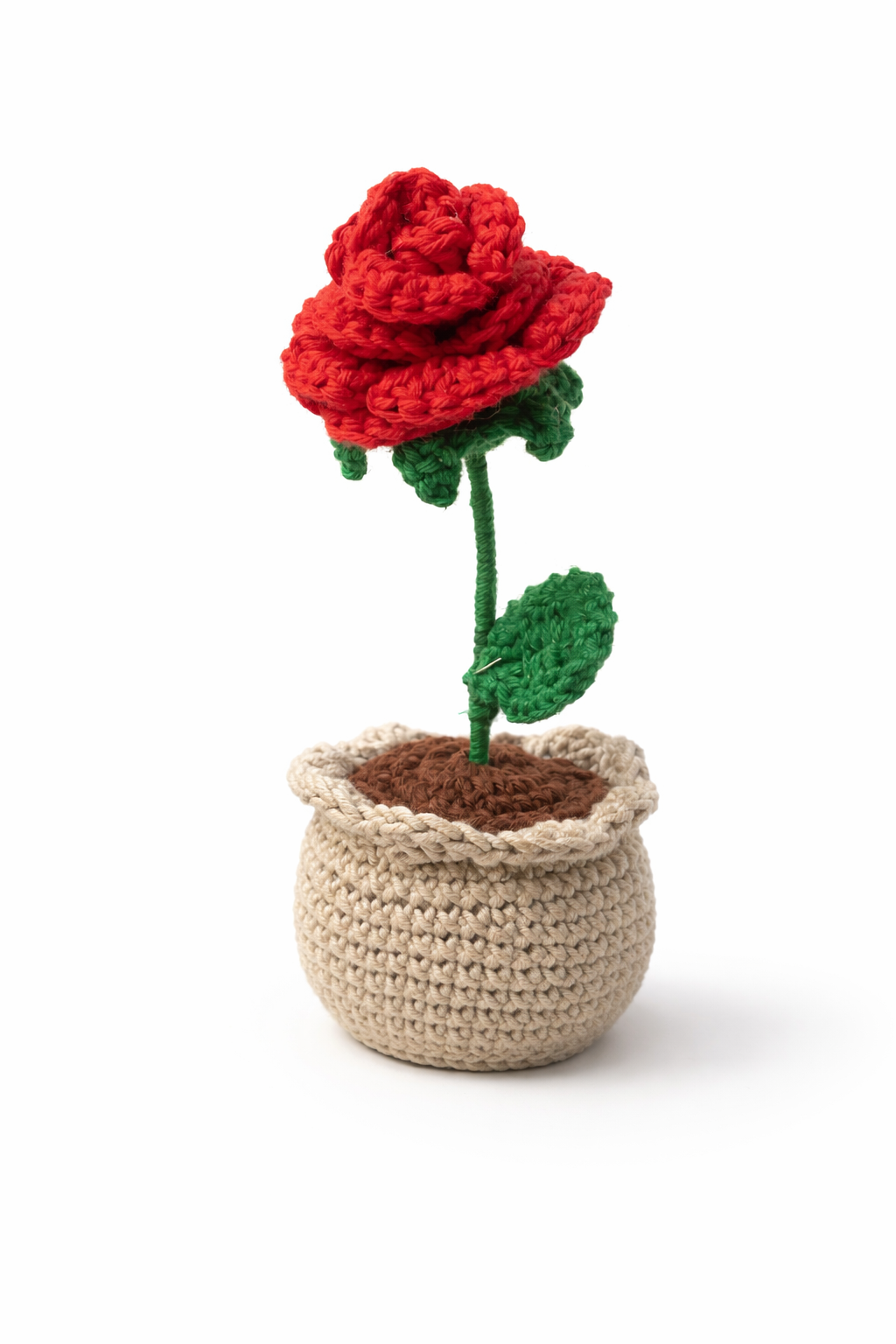 Handcrafted Crochet Rose Pot – Timeless Floral Décor gift