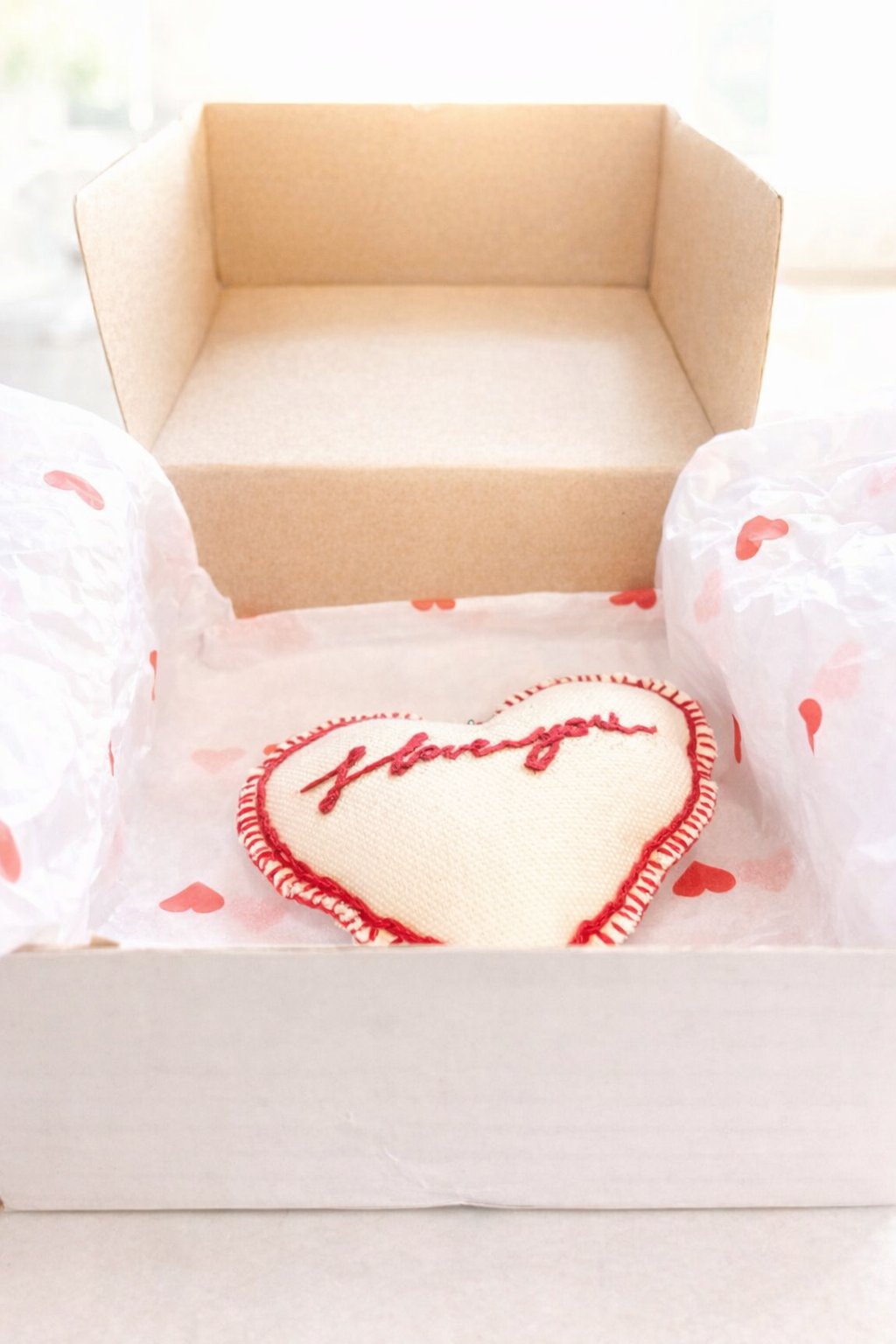 Hand-Embroidered Heart Keychain – I Love You gift